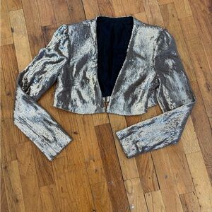 Metallic gold sequin Cropped Jacket